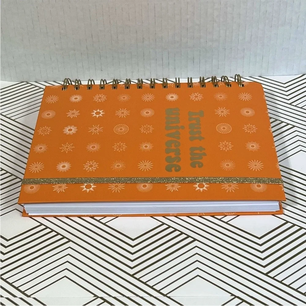 Trust The Universe Lined Hardcover Journal Notebook Orange Gold Celestial Sun